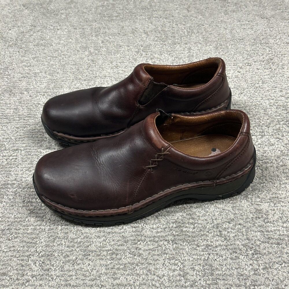 Red Wing Clogs Womens 9B Aluminum Safety Toe Work Shoes Brown Leather 2322
